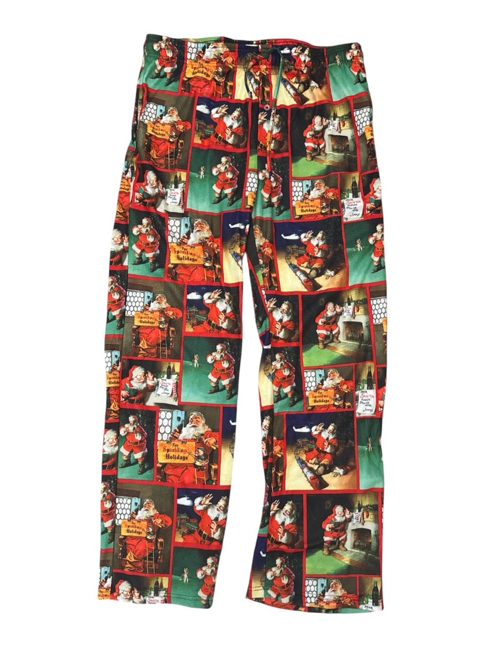 Coca-cola Men’s XL Holiday Santa Print Pajama Pants Loungewear Retro Graphics
